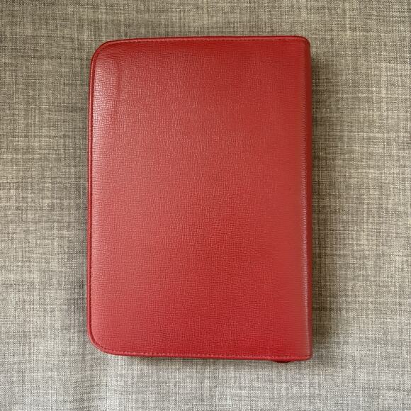 Vtg Mundi Planner 3-Ring Red Faux Leather With 8.5 X 5.5 Inserts Zipper Closure - Picture 3 of 12